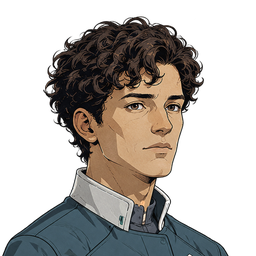 The player: a young immunician with curly dark hair in a grey uniform