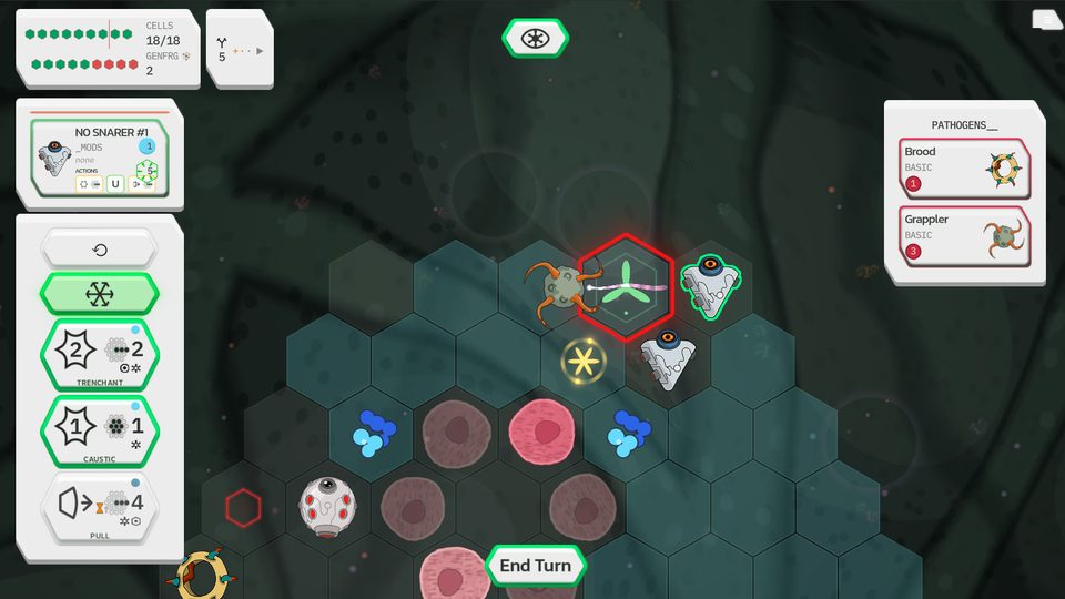 A unit pulling a pathogen toward a mine